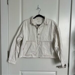 White Pullover Denim Jacket | Size L